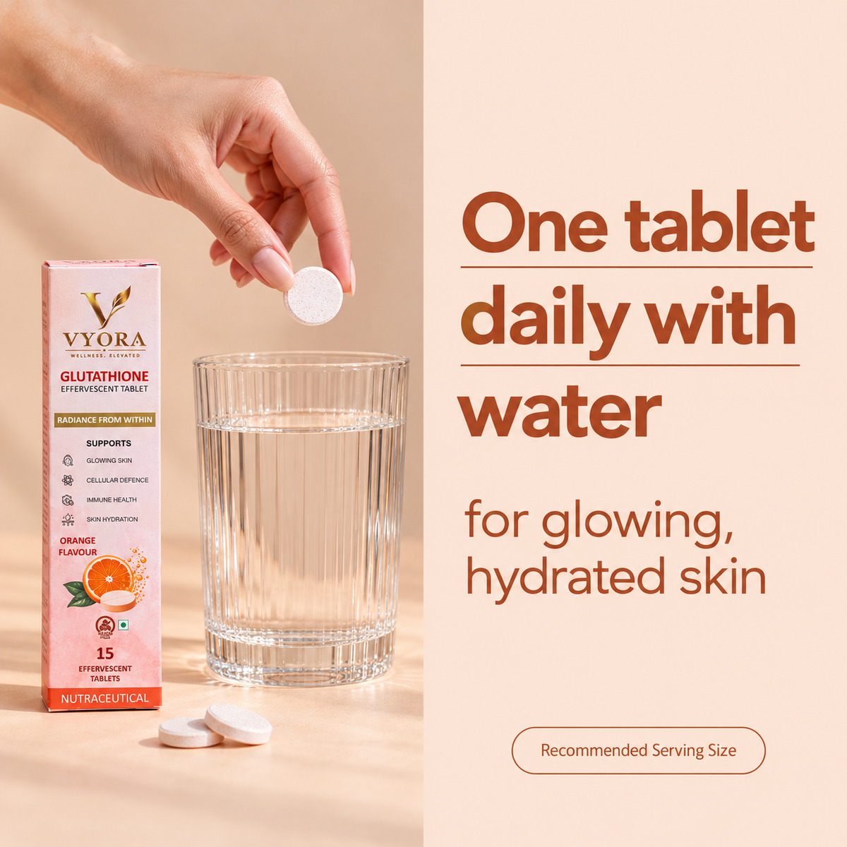 Glutathione Effervescent Tablets – Orange Flavour.